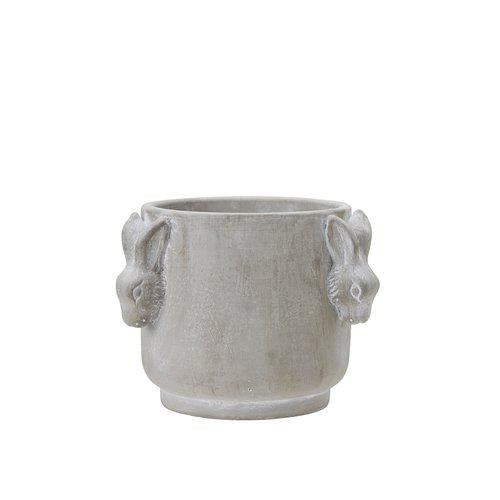 Wikholm Form Übertopf mit Hasenornament, Zement 13x10cm