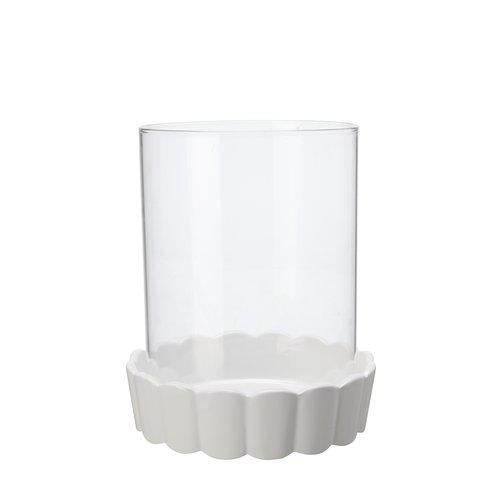 Wikholm Form // Windlicht mit Keramikfuß und herausnehmbarem Glas in Grün oder Weiß