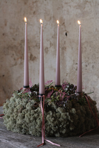 VORBESTELLUNG// Adventskranz D40cm mit grauem Islandmoos und Ester und Erik Kerzen