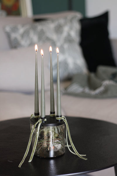 VORBESTELLUNG// kleiner, wiederverwendbare  Adventskranz mit Ester & Erik Mini- Kerzen, Gesamthöhe 30cm