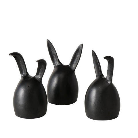 schwarze Hasen aus Aluminium H12cm in drei Varianten