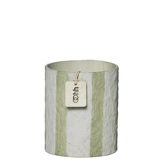 Lübech Living Übertopf mit Streifen recyceltes Papier D8cm H10cm