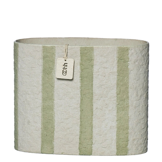 Lübech Living Übertopf mit Streifen recyceltes Papier oval 15x18cm