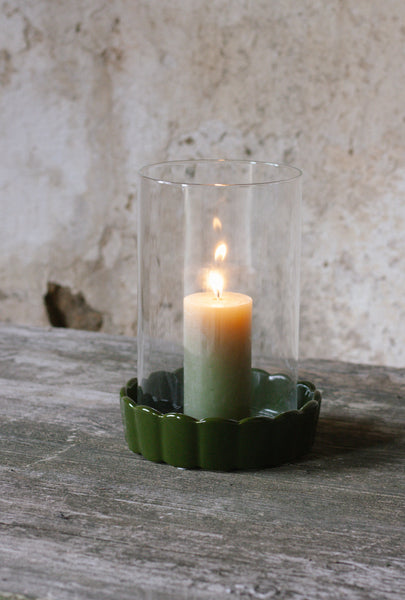 Wikholm Form // Windlicht mit Keramikfuß und herausnehmbarem Glas in Grün oder Weiß