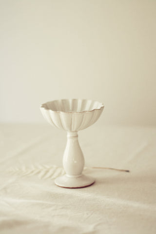 Porzellanschale für Centerpieces, Weiß auf Fuß